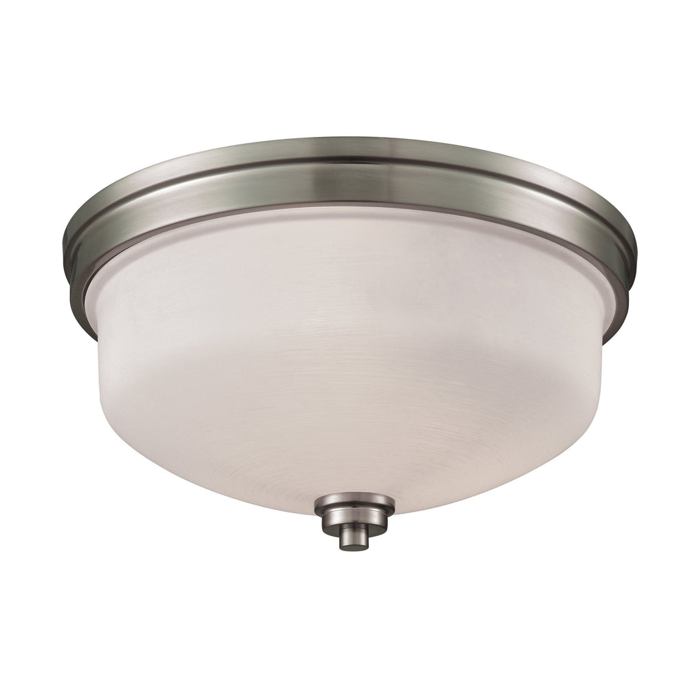 Thomas Lighting Casual Mission Three Light Flush Mount Opal Glass Nickel Ceiling Fixture CN170332