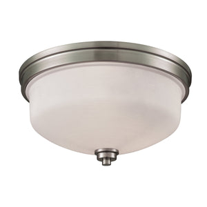 Thomas Lighting Casual Mission Three Light Flush Mount Opal Glass Nickel Ceiling Fixture CN170332