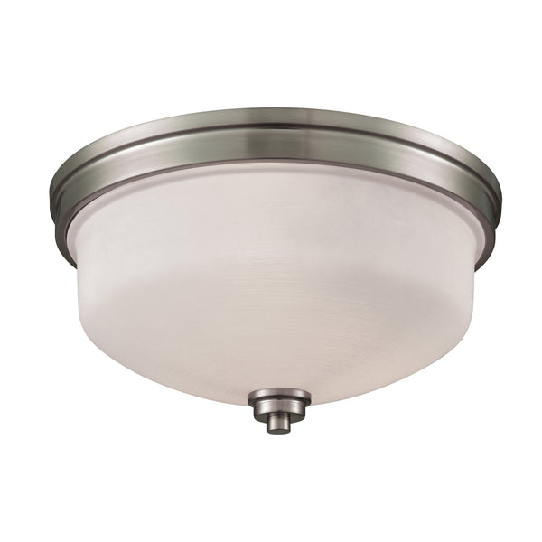 Thomas Lighting Casual Mission Three Light Flush Mount Opal Glass Nickel Ceiling Fixture CN170332