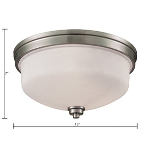 Thomas Lighting Casual Mission Three Light Flush Mount Opal Glass Nickel Ceiling Fixture CN170332