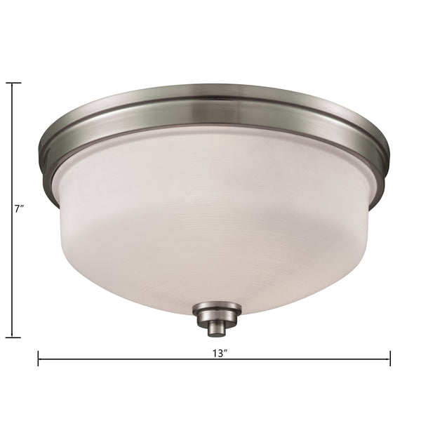 Thomas Lighting Casual Mission Three Light Flush Mount Opal Glass Nickel Ceiling Fixture CN170332