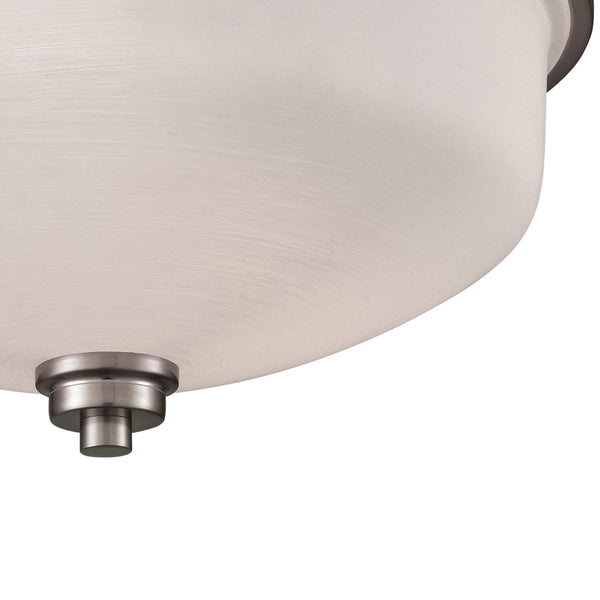 Thomas Lighting Casual Mission Three Light Flush Mount Opal Glass Nickel Ceiling Fixture CN170332