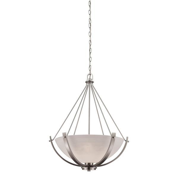 Thomas Lighting Casual Mission Three Light Chandelier with Opal Glass Shades in Brushed Nickel 21 inches CN170342