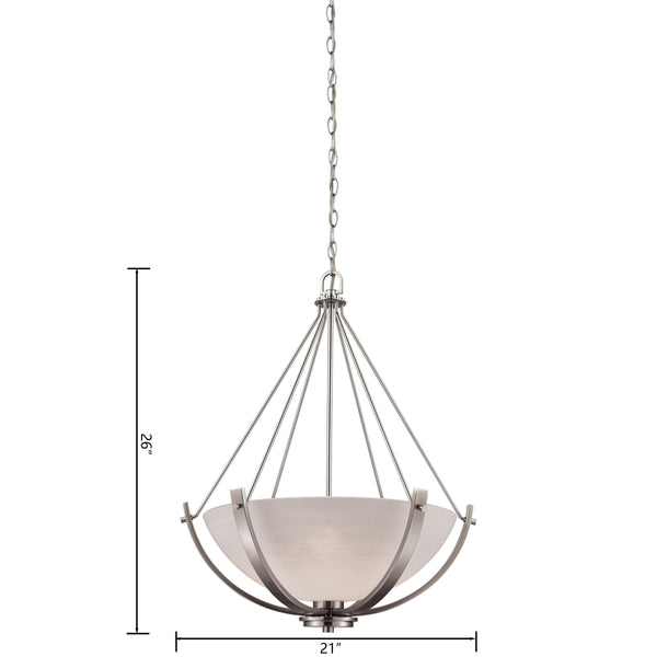 Thomas Lighting Casual Mission Three Light Chandelier with Opal Glass Shades in Brushed Nickel 21 inches CN170342