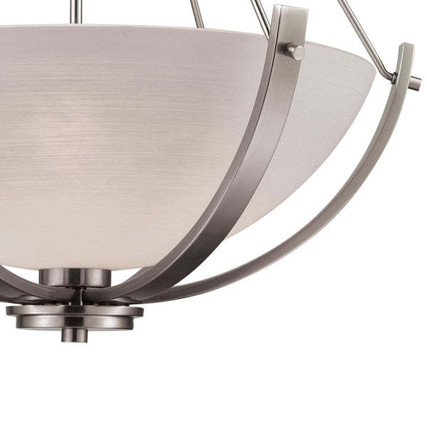 Thomas Lighting Casual Mission Three Light Chandelier with Opal Glass Shades in Brushed Nickel 21 inches CN170342
