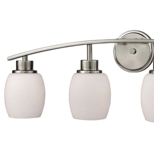 Thomas Lighting Casual Mission Four Light Vanity Bar in Brushed Nickel with Opal Glass Shades CN170412