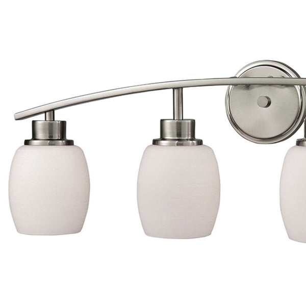 Thomas Lighting Casual Mission Four Light Vanity Bar in Brushed Nickel with Opal Glass Shades CN170412