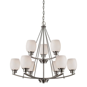 Thomas Lighting Casual Mission Three Light Chandelier with Opal Glass Shades in Brushed Nickel 29 inches CN170922