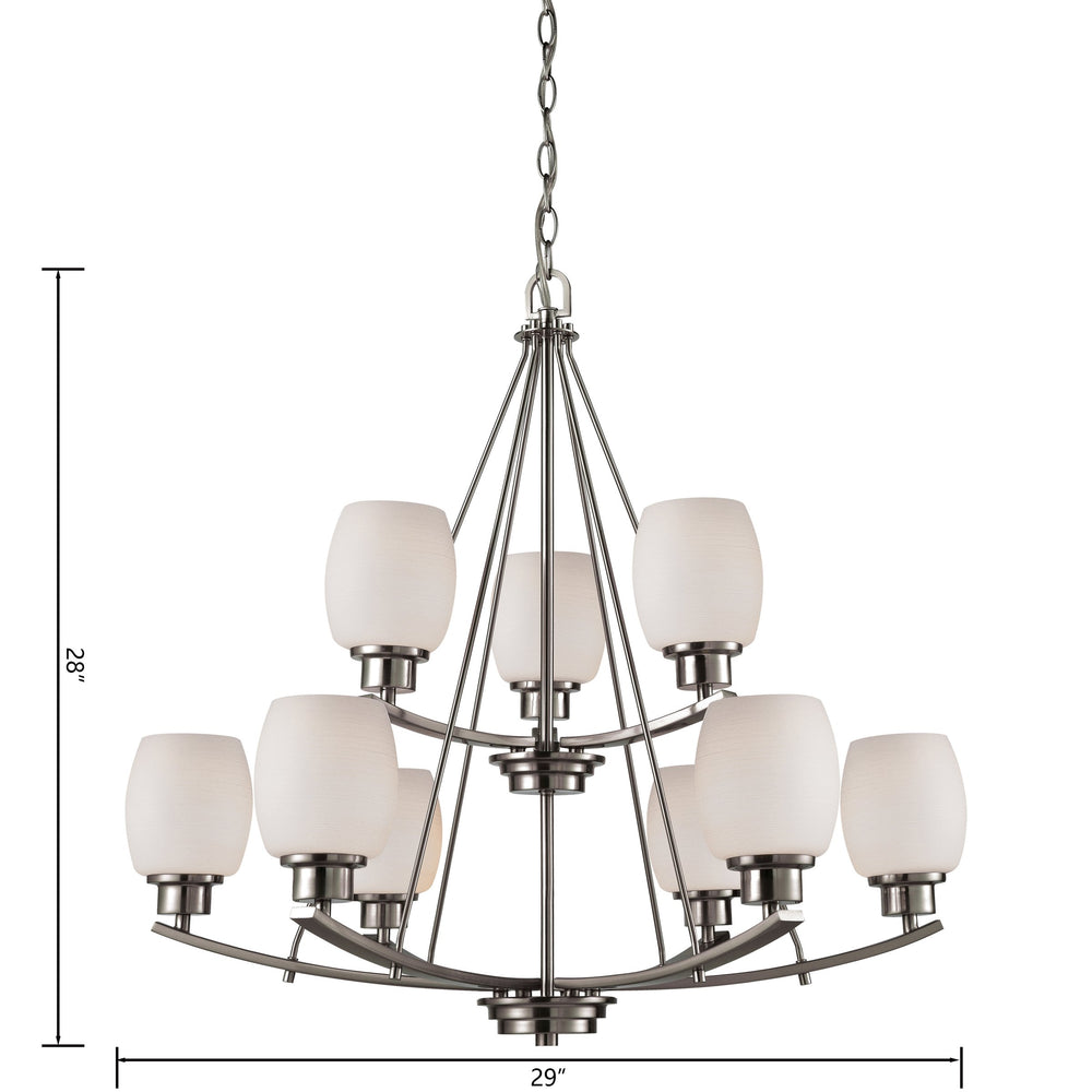 Thomas Lighting Casual Mission Three Light Chandelier with Opal Glass Shades in Brushed Nickel 29 inches CN170922