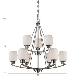 Thomas Lighting Casual Mission Three Light Chandelier with Opal Glass Shades in Brushed Nickel 29 inches CN170922