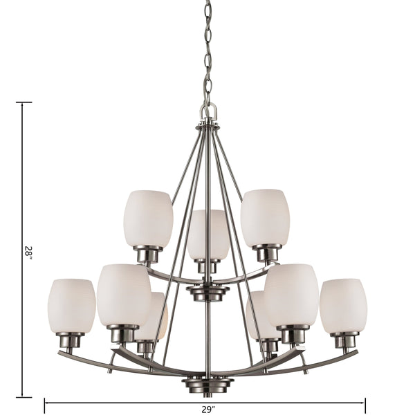Thomas Lighting Casual Mission Three Light Chandelier with Opal Glass Shades in Brushed Nickel 29 inches CN170922