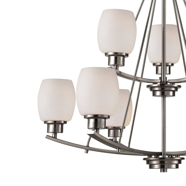 Thomas Lighting Casual Mission Three Light Chandelier with Opal Glass Shades in Brushed Nickel 29 inches CN170922