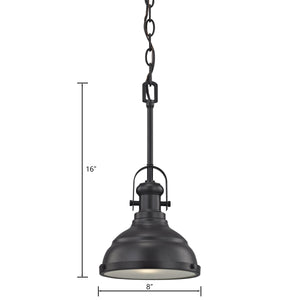 Thomas Lighting Blakesley Metal Dome Mini Pendant with Frosted Glass Diffuser for Kitchen or Dining Bronze CN200151