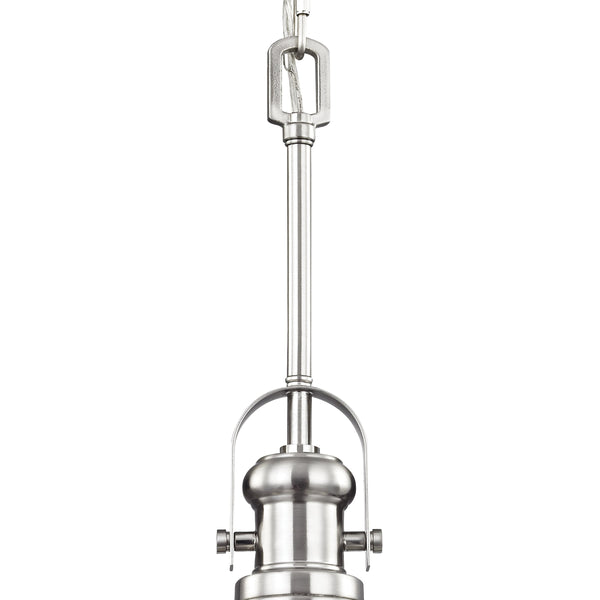 Thomas Lighting Blakesley Metal Dome Mini Pendant with Frosted Glass Diffuser for Kitchen or Dining Nickel CN200152
