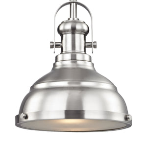 Thomas Lighting Blakesley Metal Dome Mini Pendant with Frosted Glass Diffuser for Kitchen or Dining Nickel CN200152