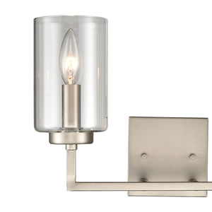 Thomas Lighting West End Angular Two Light Vanity Bar with Cylindrical Glass Shades for Bathrooms Nickel 14.5 inches CN240122