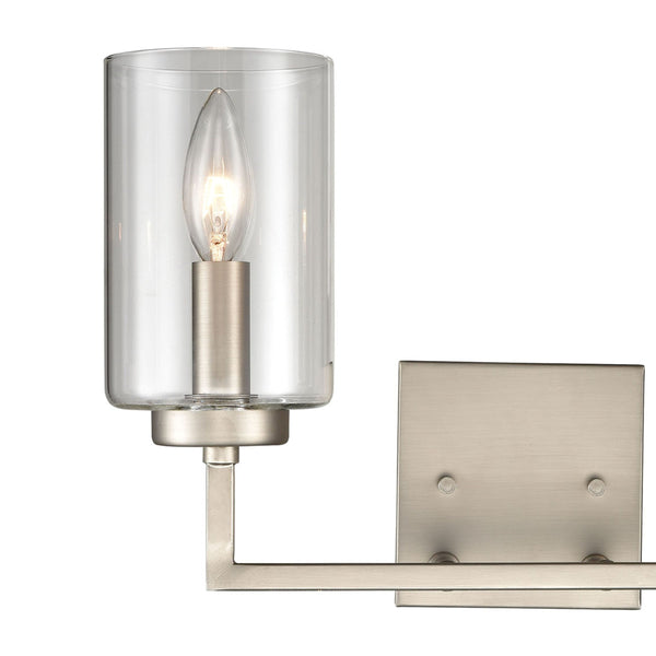 Thomas Lighting West End Angular Two Light Vanity Bar with Cylindrical Glass Shades for Bathrooms Nickel 14.5 inches CN240122