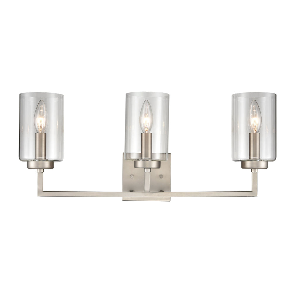 Thomas Lighting West End Angular Two Light Vanity Bar with Cylindrical Glass Shades for Bathrooms Nickel 23 inches CN240132