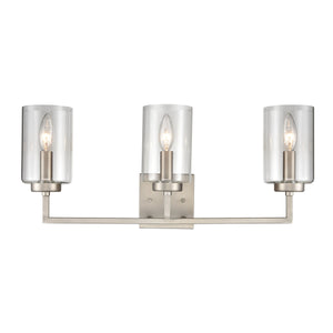 Thomas Lighting West End Angular Two Light Vanity Bar with Cylindrical Glass Shades for Bathrooms Nickel 23 inches CN240132
