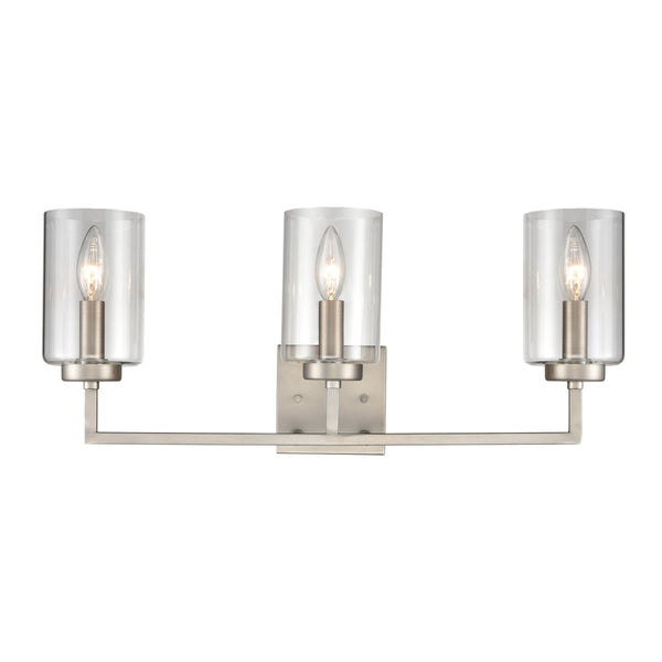Thomas Lighting West End Angular Two Light Vanity Bar with Cylindrical Glass Shades for Bathrooms Nickel 23 inches CN240132