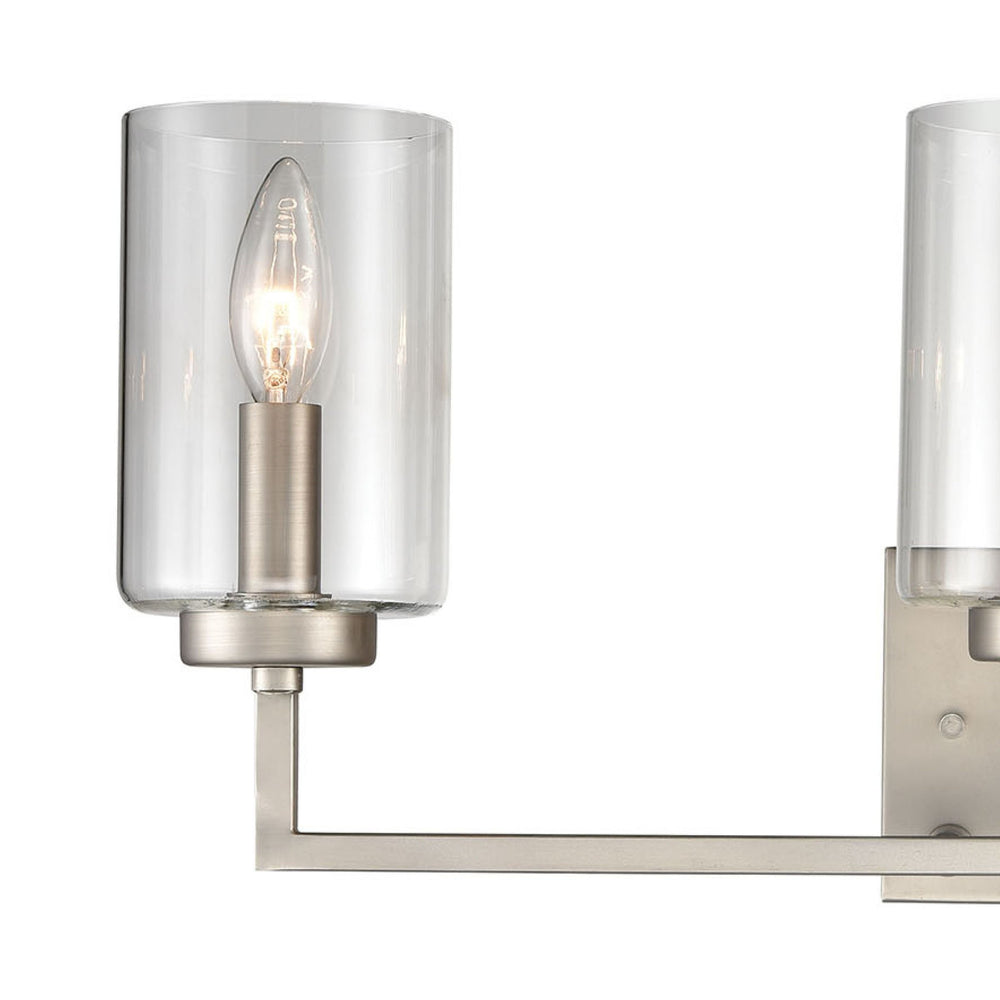Thomas Lighting West End Angular Two Light Vanity Bar with Cylindrical Glass Shades for Bathrooms Nickel 23 inches CN240132