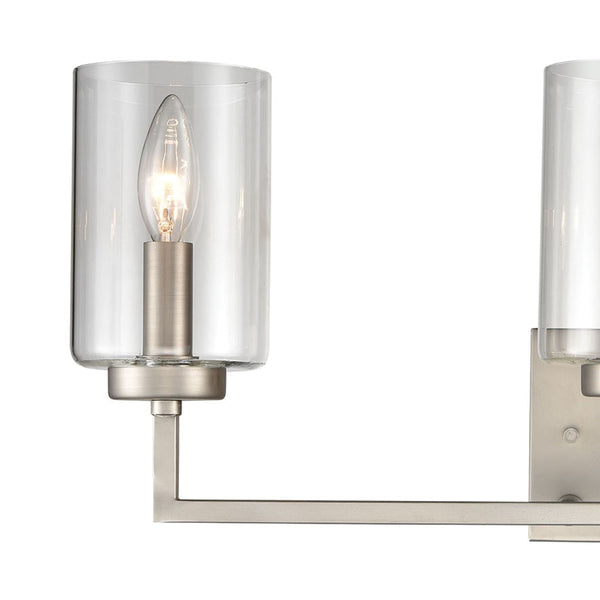 Thomas Lighting West End Angular Two Light Vanity Bar with Cylindrical Glass Shades for Bathrooms Nickel 23 inches CN240132