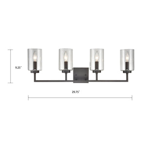Thomas Lighting West End Angular Two Light Vanity Bar with Cylindrical Glass Shades for Bathrooms Bronze 29.75 inches CN240141