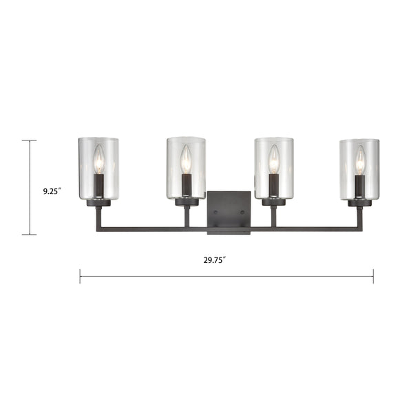 Thomas Lighting West End Angular Two Light Vanity Bar with Cylindrical Glass Shades for Bathrooms Bronze 29.75 inches CN240141