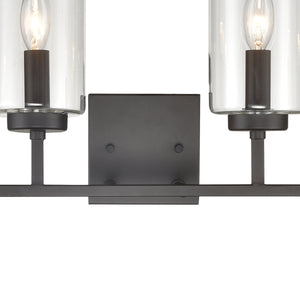 Thomas Lighting West End Angular Two Light Vanity Bar with Cylindrical Glass Shades for Bathrooms Bronze 29.75 inches CN240141