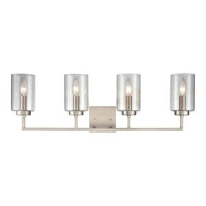 Thomas Lighting West End Angular Two Light Vanity Bar with Cylindrical Glass Shades for Bathrooms Nickel 29.75 inches CN240142