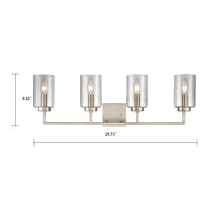 Thomas Lighting West End Angular Two Light Vanity Bar with Cylindrical Glass Shades for Bathrooms Nickel 29.75 inches CN240142