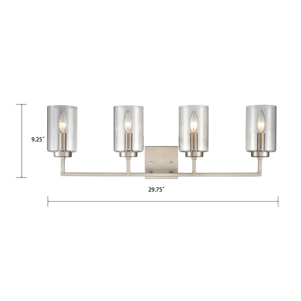 Thomas Lighting West End Angular Two Light Vanity Bar with Cylindrical Glass Shades for Bathrooms Nickel 29.75 inches CN240142