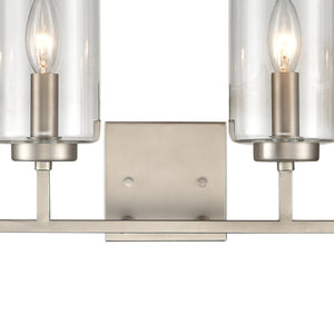Thomas Lighting West End Angular Two Light Vanity Bar with Cylindrical Glass Shades for Bathrooms Nickel 29.75 inches CN240142