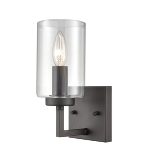Thomas Lighting West End Oil Rubbed Bronze Wall Sconce with Clear Glass for Hallway or Bath CN240171