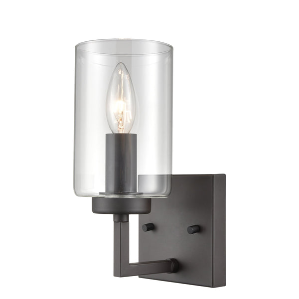 Thomas Lighting West End Oil Rubbed Bronze Wall Sconce with Clear Glass for Hallway or Bath CN240171