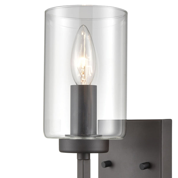 Thomas Lighting West End Oil Rubbed Bronze Wall Sconce with Clear Glass for Hallway or Bath CN240171