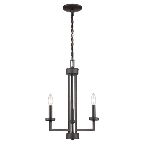 Thomas Lighting West End Angular Arm Three Light Chandelier with Cylindrical Glass Shades for Dining 15 inches Bronze CN240321