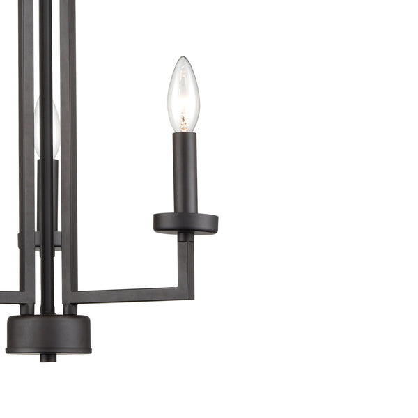 Thomas Lighting West End Angular Arm Three Light Chandelier with Cylindrical Glass Shades for Dining 15 inches Bronze CN240321