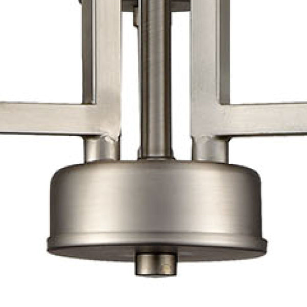 Thomas Lighting West End Angular Arm Three Light Chandelier with Cylindrical Glass Shades for Dining 15 inches Nickel CN240322