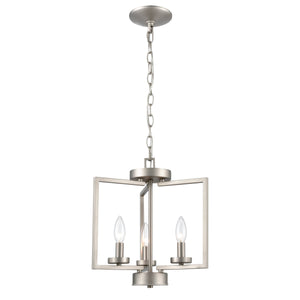 Thomas Lighting West End Angular Arm Three Light Chandelier with Cylindrical Glass Shades for Dining 14.5 inches Nickel CN240382