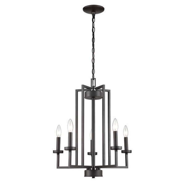 Thomas Lighting West End Angular Arm Three Light Chandelier with Cylindrical Glass Shades for Dining 20 inches Bronze CN240521