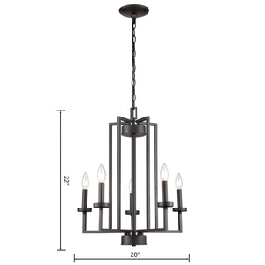 Thomas Lighting West End Angular Arm Three Light Chandelier with Cylindrical Glass Shades for Dining 20 inches Bronze CN240521