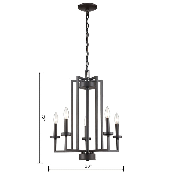 Thomas Lighting West End Angular Arm Three Light Chandelier with Cylindrical Glass Shades for Dining 20 inches Bronze CN240521