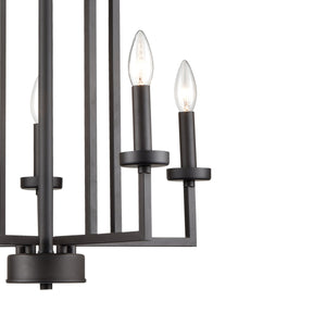 Thomas Lighting West End Angular Arm Three Light Chandelier with Cylindrical Glass Shades for Dining 20 inches Bronze CN240521