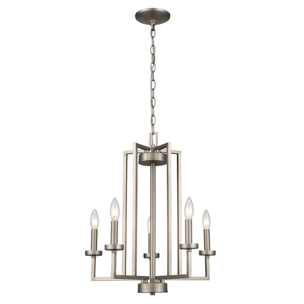 Thomas Lighting West End Angular Arm Three Light Chandelier with Cylindrical Glass Shades for Dining 20 inches Nickel CN240522