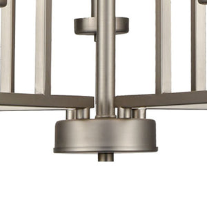 Thomas Lighting West End Angular Arm Three Light Chandelier with Cylindrical Glass Shades for Dining 20 inches Nickel CN240522