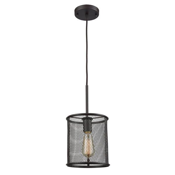 Thomas Lighting Williamsport Single Bulb Metal Mini Pendant Light for Kitchen or Entryway Spaces Bronze 8 inches CN250151