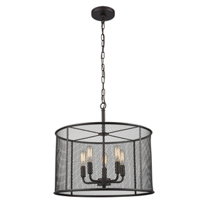 Thomas Lighting Williamsport Three Light Chandelier Brushed Metal Minimalist Dining Entryway Ceiling Fixture Bronze 18'' Wide 5-Light (12 H) CN250541