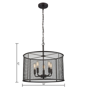 Thomas Lighting Williamsport Three Light Chandelier Brushed Metal Minimalist Dining Entryway Ceiling Fixture Bronze 18'' Wide 5-Light (12 H) CN250541