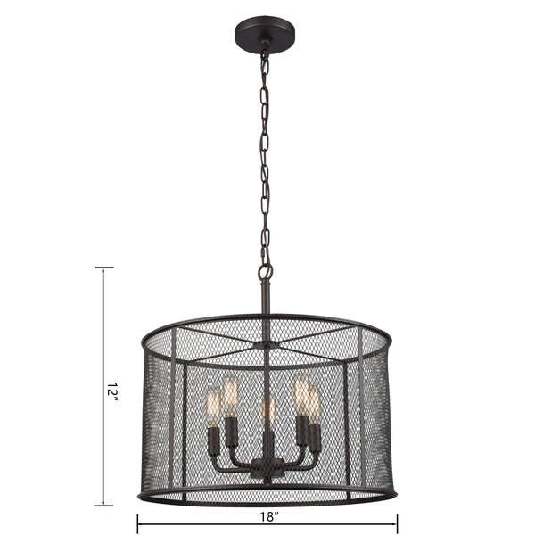 Thomas Lighting Williamsport Three Light Chandelier Brushed Metal Minimalist Dining Entryway Ceiling Fixture Bronze 18'' Wide 5-Light (12 H) CN250541